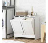 kleankin Tilt-out Laundry Storage Cabinet with 2 Compartment Hampers, White