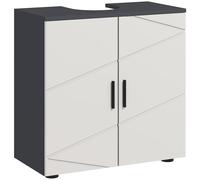 kleankin Under Sink Bathroom Cabinet - Bathroom Vanity Unit - Basin Storage Cupboard with Double Doors and Shelf - 20W x 20Dcm "U" Cut-Out - Light Gre