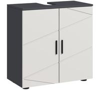 kleankin Under Sink Bathroom Cabinet Double Doors 10W x 20Dcm Light Grey | Bathroom Vanity Unit, Basin Storage Cupboard, Shelf, "U" Cut-Out