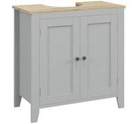 kleankin Under Sink Cabinet, Bathroom Sink Cabinet, Pedestal Design, Grey | Bathroom Sink Cabinet with 2 Doors, Freestanding Bathroom Cupboard, Adjustable Shelf