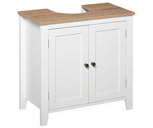 kleankin Under Sink Cabinet, Bathroom Sink Cabinet, Pedestal Design, White | Bathroom Sink Cabinet with 2 Doors, Freestanding Bathroom Cupboard, Adjustable Shelf
