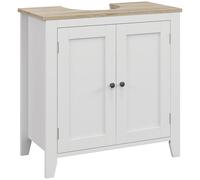 kleankin Under Sink Cabinet, Bathroom Sink Cabinet with 2 Doors, Pedestal Under Sink Design, Freestanding Bathroom Cupboard with Adjustable Shelf White