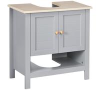 kleankin Under Sink Cabinet, Bathroom Vanity Unit, Pedestal Under Sink Design, Storage Cupboard with Adjustable Shelf, Grey Grey