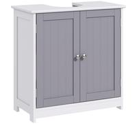 kleankin Vanity Vault: Under-Sink Storage Solution with Adjustable Shelf, Handles, and Drain Hole, White & Grey Aosom UK