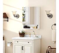 kleankin Wall Mount Medicine Cabinet with Mirror and Adjustable Shelf, White - White