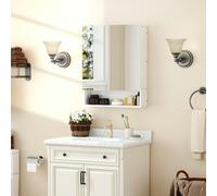 kleankin Wall Mount Medicine Cabinet with Mirror and Adjustable Shelf, White - Bathroom Cabinet with Mirror - 1 - 60W x 15D x 75H cm