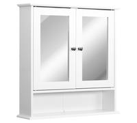 kleankin Wall-mounted Bathroom Cabinet Mirror Door Organiser Storage Shelves Living Room White