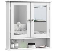 kleankin Wall Mounted Mirror Cabinet W/ Double Mirror Doors & Adjustable Shelf | TJ Hughes
