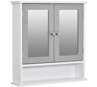 Kleankin Wall Mounted Mirror Cabinet W/ Double Mirror Doors & Adjustable Shelf