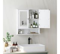 Kleankin Wall Mounted Mirror Cabinet W/ Double Mirror Doors & Shelf in White Kleankin White
