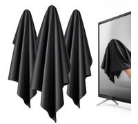 Kleantoday XL Premium Screen Cleaning Cloth 16 x 16 Inches, 3 Pack Microfiber TV Screen Cleaner cloth for OLED LED TVs, Computer Monitors, Laptops, Tablets & Car Displays, Lint-Free Streak-Free, Black