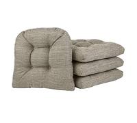 Klear Vu Gripper Overstuffed Universal Non-Slip Dining Chair Cushions for Kitchen Decor or Office Use, U-Shaped Skid-Proof Seat Pad, 15x15 Inches, 4 Count (Pack of 1), Waffle Natural