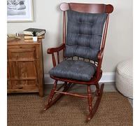 Klear Vu Non-Slip Rocking Chair Cushion Thick Tufted Design, Includes Seat Pad & Back Pillow with Ties for Living Room Rocker, 17x17 Inches, Polyester, Denim, 2 Piece Set