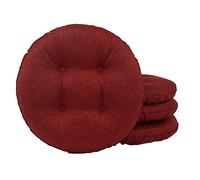 Klear Vu Omega Gripper Non-Slip Tufted Round Barstool Cushion for Dining Rooms, Cafes, Bars and Restaurants, 14”, 4 Count (Pack of 1), Flame Red