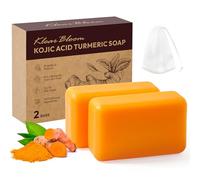 KLearBloom Kojic Acid Soap, Turmeric Soap Bar for Dark Spots Brightening & Moisturizing with Collagen, Vitamin E, Retinol, Hyaluronic Acid, Shea Butter, Paraben & Sulfate-Free 105g x2 Bars