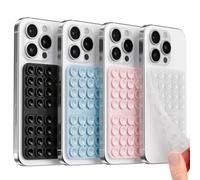 Klearlook 4Pack Silicone Suction Cup Phone Case Mount Double Sided, Sticky Phone Grip for Cell Phone, Hands-Free Phone Accessories for Selfies and Videos, Clear & Light Pink & Light Blue & Black