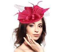 Klearsky Fascinators Hats for Women, Fancy Hats with Clip Tea Party Hats Victorian Hats Church Hats Cocktail Clearance, Deep Mauve Pink, M