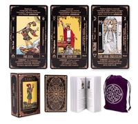 KLEDERY Tarot Cards for Beginners, Classic Tarot Cards with Meanings on Them, Durable with Guide Book for Beginners, Black