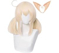 Klee Cosplay Wig with Ears Genshin Impact Costume Wig Double Blonde Ponytail Hair for Anime Cosplay Cosplay Anime Wig Coser