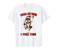 Klee Kai Dog Yoga or Wine I Feel Fine - DIGOR Funny Value Graphic T-Shirt, Men, White, L