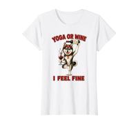 Klee Kai Dog Yoga or Wine I Feel Fine - DIGOR Funny Value Graphic T-Shirt, Women, White, XL