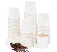 Kleemeiero 200 Pack of 30ml White Paper, Plastic PE Film Lined Mini Shot Cups for Hot/Cold Drinks, Portion Control, Events, Home, Wedding, Birthday, Halloween