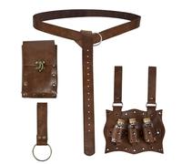 Kleemeiero Medieval Belt Belt Bag Men's Viking Belt Brown Cube Bag Leather Medieval Vintage Belt Side Pocket Renaissance Medieval Belt for Cosplay
