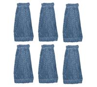 KLEEN HANDLER HEAVY DUTY Commercial Mop Head Replacement, Wet Industrial Blue Cotton Looped End String Cleaning Mop Head Refill (Pack of 6)