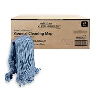 KLEEN HANDLER Heavy Duty Commercial Replacement, Wet Industrial Blue Cotton Looped End String Cleaning Mop Head Refill (Case of 24)