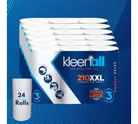 KleenAll 3 Ply Kitchen Roll All Purpose Cleaning, Drying Kitchen Towel 210 XXL Sheets (24)
