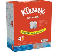 Kleenex Anti-Viral Facial Tissues Classroom or Office Tissue 4 Cube Boxes 55 Tissues per Box 3-Ply (220 Total Tissues)