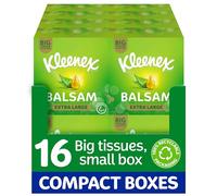 Kleenex® Balsam Extra Large Tissues in 16 Compact Boxes - Protect and Soothe Your Nose When You've Got a Cold - BalmCare with Aloe Vera, Vitamin E and Calendula, 640 Tissues (16 Boxes)
