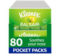 Kleenex Balsam Pocket Tissues - 80 Pocket Packs of Travel Tissues - Balmcare to Protect and Soothe Your Nose for Cold & Flu
