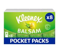 Kleenex Balsam Travel Pocket Facial Tissues - Multipack 8 Pocket Tissue Packs - Balm Tissues Protect and Soothe Your Nose When You've Got a Cold