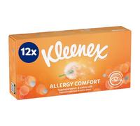 Kleenex Brand, Allergy Facial Tissue Box, 3-Ply Paper, Ultra Soft, Hypoallergenic, 12 Boxes of 56 Services Each, Yellow