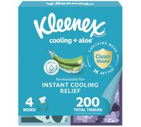 Kleenex Cooling + Aloe Facial Tissues 4 Cube Boxes 50 Tissues Per Box 2-Ply