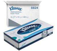 Kleenex Facial Tissue Box 8824 3-Ply White Tissues, Soft, Strong & Absorbent, Fragrance-Free, FSC Certified, for Office & Home Use, 12 Boxes x 72 Sheets (864 Tissues Total)