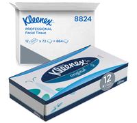 Kleenex Facial Tissue Box 8824 3-Ply White Tissues, Soft, Strong & Absorbent, Fragrance-Free, FSC Certified, for Office & Home Use, 12 Boxes x 72