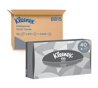 Kleenex Facial Tissues 8815-2 Ply Boxed White Tissues - 40 Flat Tissue Boxes x 100 (4,000 Sheets Total)