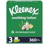 Kleenex Lotion Facial Tissues with Coconut Oil 3 Flat Boxes 120 Tissues Per Box 3-Ply