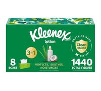 Kleenex Lotion Facial Tissues with Coconut Oil, 8 Flat Boxes, 180 Tissues Per Box, 3-Ply