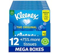 Kleenex Original Facial Tissues Mega Pack - 12 Tissue Boxes | Softness and Confident Strength - Everyday Essential - Great for all the family
