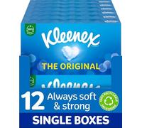 Kleenex Original Facial Tissues - Pack of 12 Tissue Boxes - Soft Tissues for Everyday Use - Gentle on Your Family's Skin with a Touch of Cotton