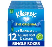 Kleenex Original Facial Tissues - Pack of 12 Tissue Boxes - Soft Tissues for Everyday Use - Gentle on Your Family's Skin with a Touch of Cotton