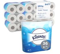 Kleenex Standard Size Toilet Roll 8477 - 2 Ply Toilet Paper - 9 Packs of 4 Toilet Rolls x 210 White Sheets (36 Rolls / 7,560 Sheets Total)