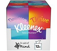 Kleenex Take a Moment Collection Tissues - 12 Cube Tissue Boxes - In Aid of Mind - Contains 4 Different Designs