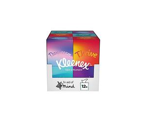Kleenex Take a Moment Collection Tissues - 12 Cube Tissue Boxes - In Aid of Mind - Contains 4 Different Designs