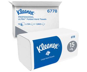 Kleenex Ultra Large Paper Towels, V-Fold 2-Ply Interfold Towels, Ultra-Absorbent, Tear-Resistant, FSC Certified, Compatible with Kimberly-Clark