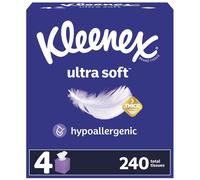 Kleenex Ultra Soft Facial Tissues 4 Cube Boxes 60 Tissues per Box 3-Ply (240 Total Tissues) Packaging May Vary