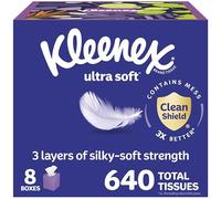 Kleenex Ultra Soft Facial Tissues, 8 Cube Boxes, 80 Tissues per Box, 3-Ply, Packaging May Vary